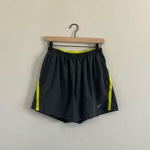 Nike | Gray & Neon Green Running Shorts